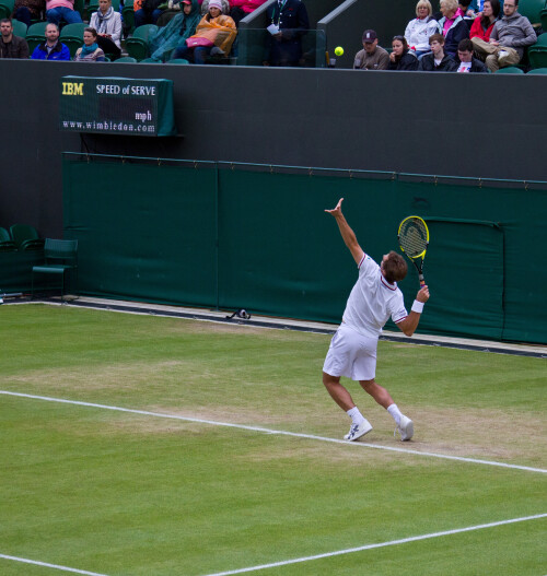 Service - Gasquet [18] v Mayer [31] - Day 7 - Wimbledon 2012