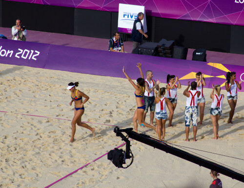 London 2012 - Beach Volleyball - Ladies Quarter Finals

Xue Chen and Zhang Xi (ranked No 2 in the world) came out to play.