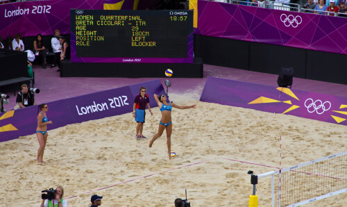 London 2012 - Beach Volleyball - Ladies Quarter Finals

Marta Menegatti practices a serve before the match.