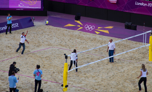 London 2012 - Beach Volleyball - Ladies Quarter Finals

When you've got 5 Olympic rowers and a coach, and an empty beach volleyball court, of course you're going to get them to play a few points.