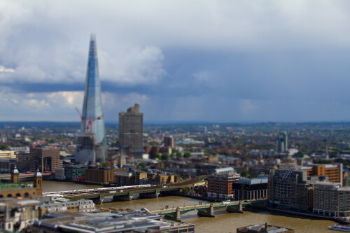 View from the top of St Paul's Cathedral.

Tiltshift done in Adobe Photoshop Elements.