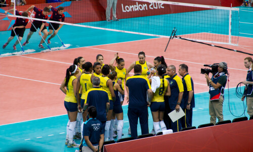 London 2012 - Volleyball - Ladies Quarter Finals 

Brazil v Russia in the second quarter final.  This one went to 5 sets.

Coach Guimaraes during a technical timeout.