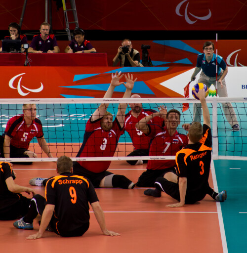 London 2012 - Sitting Volleyball - Bronze Medal match

Germany v Russia

Germany seemed more sophisticated in their play and tactics, whereas Russia depended on a more brute force approach.  This match was a level up from the 5th/6th playoff.