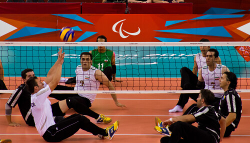 London 2012 - Sitting Volleyball Final

Bosnia and Herzegovina v Islamic Republic Iran

Bosnia have been in every final since Sydney 2000, and Iran since Seoul '88.  Iran have only ever lost the final to Bosnia.

This was a step up again from the bronze medal match.  When you're running three lines of attack, including a back court, then you're at the high end of the tactical scale.  When you're chasing down balls that are meters off the side of the court, then you're at the high end of athleticism.