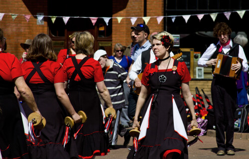 There were 42 different groups of Morris Dancers on Oxford on the Saturday of the Folk Weekend.  These ladies were dancing outside of The Gallery.