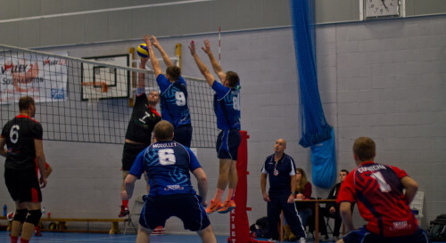 Will and Jack blocking with Stuart and Ben covering the cross court.