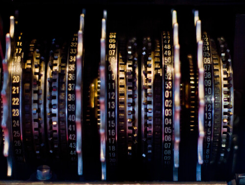 The guts of a Lorenz Cipher (https://en.wikipedia.org/wiki/Lorenz_cipher) at Bletchley Park.