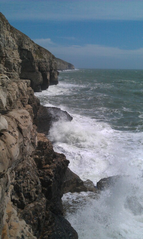 A day spent climbing near Swanage, trying to ignore the distractions of a rather violent sea.