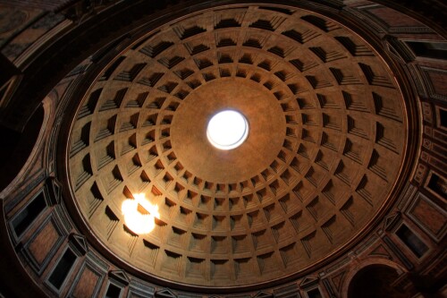 Another one I've put through qtpsfgui, this is the roof of the Pantheon.

Again, it combines 3 exposures shot freehand, then tone-mapped with the Reinhard02 operator.

I'm a bit disappointed with the overexposure from the central opening, and it's nowhere near as good as the pic from the Vatican